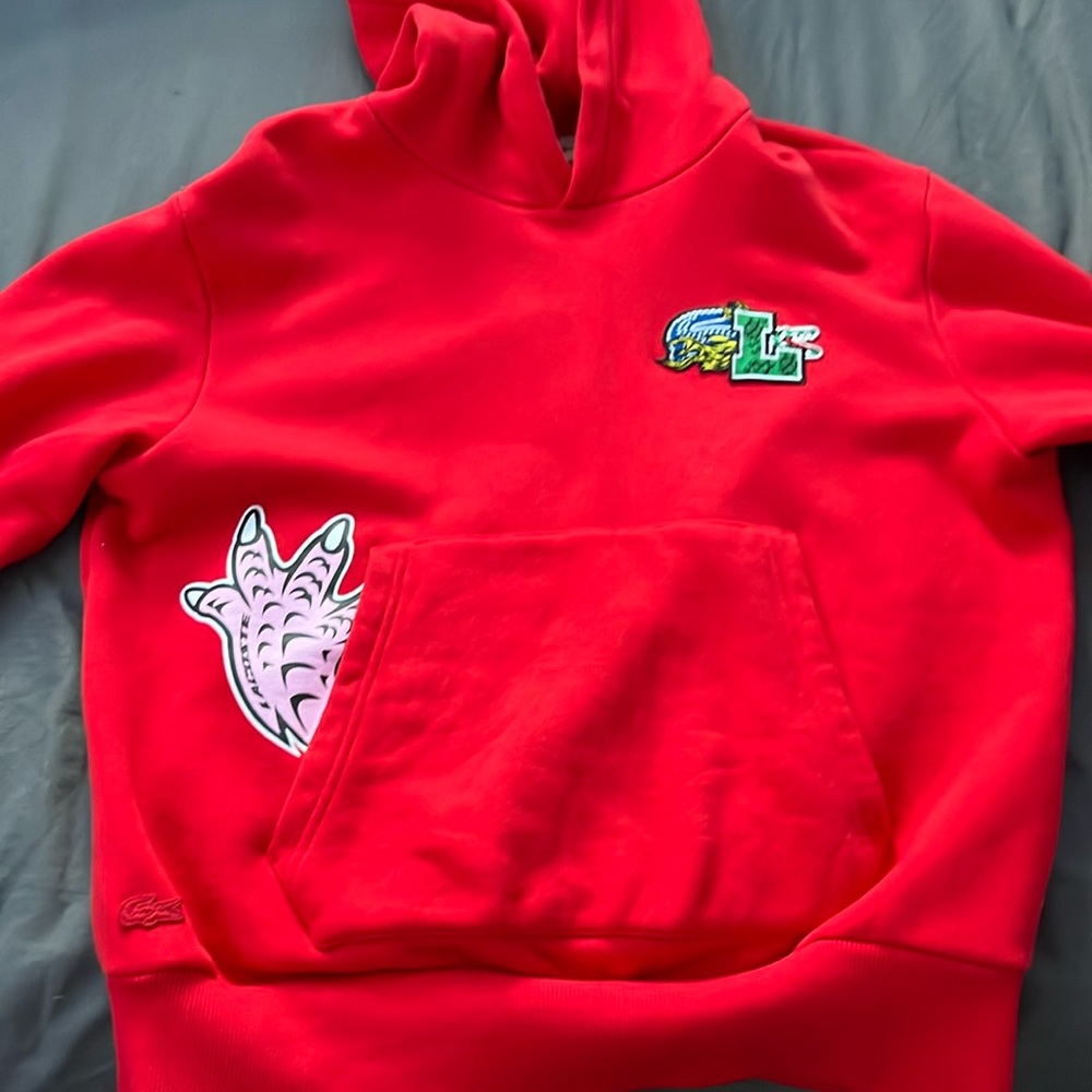 Red Lacoste Comic Hoodie